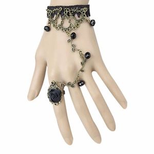 Black Rose Lace Bracelet Wicca Witch Goth Costume